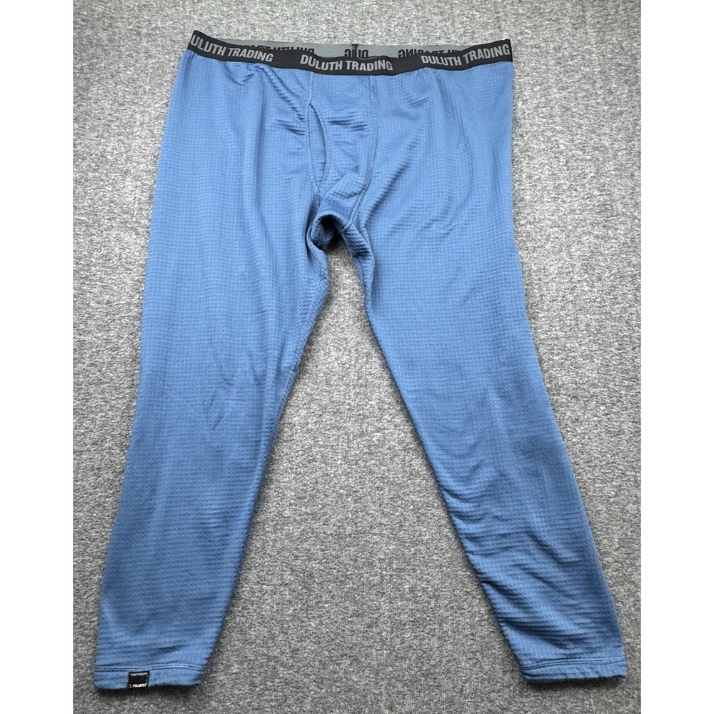 Duluth Trading Company‎ Baselayer Men 3XL Blue Grid Fleece Pants Polartec